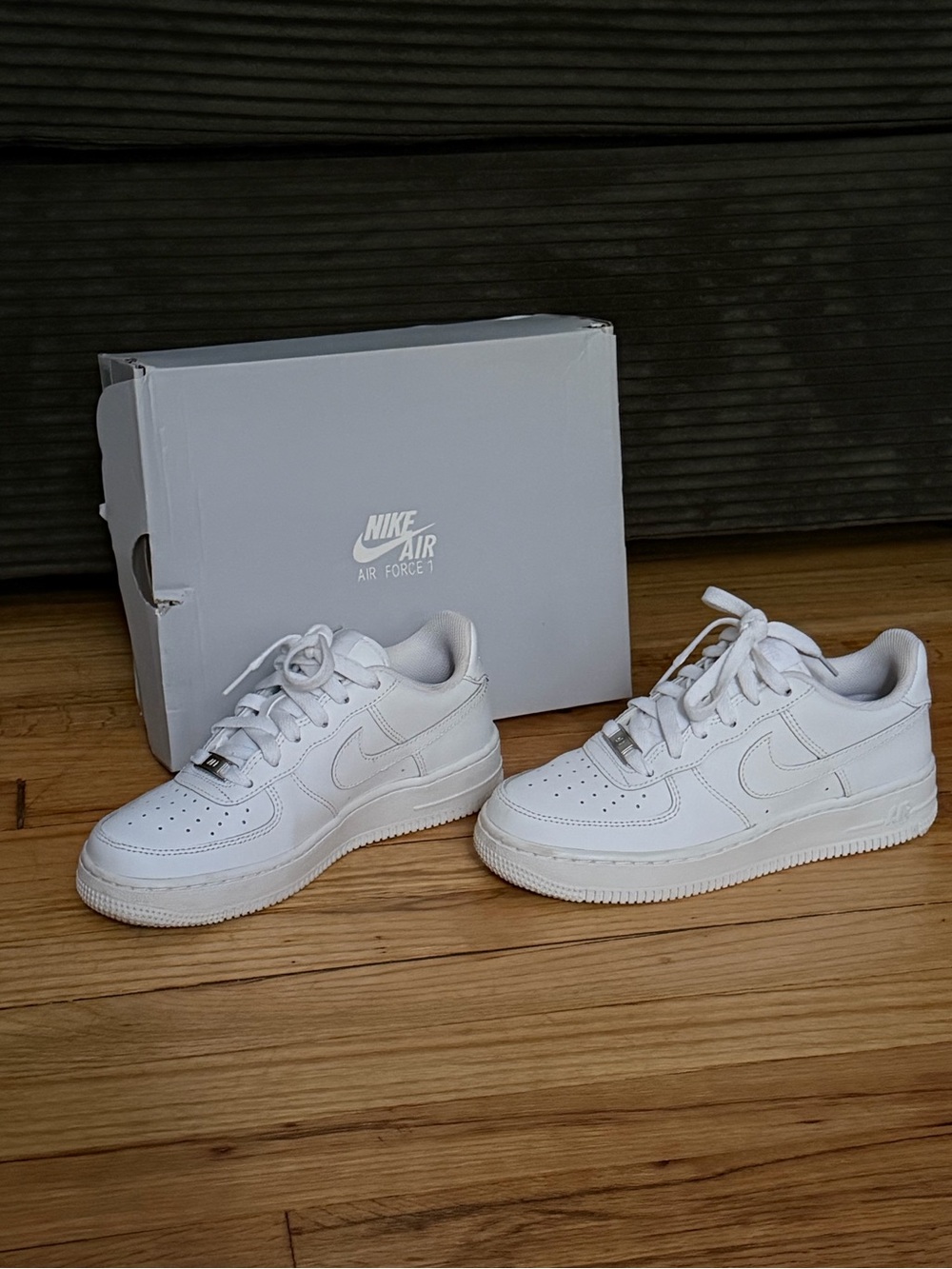 White Nike AF1 size youth 4y